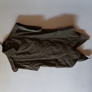Allen B | Olive Green Zip-up Short-Sleeve Blouse | XS | NWOT